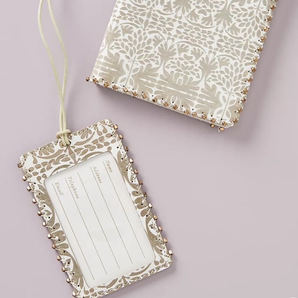 🆕 Anthropologie Raleigh Leather Luggage Tag - Picture 1 of 7